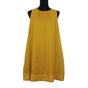 EVERY Ramie Sleeveless Trapeeze Mini Dress Women's Size Lg Yellow-gold